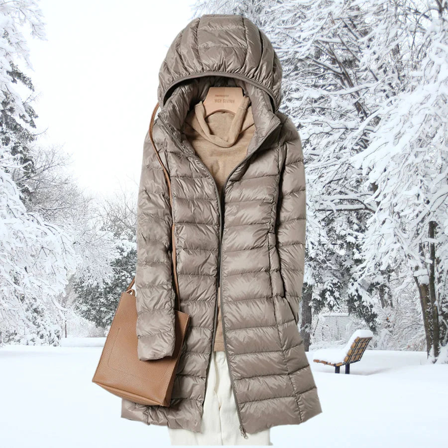 Luma – Veste d'Hiver Ultra-Légère en Duvet pour Femme Champagne