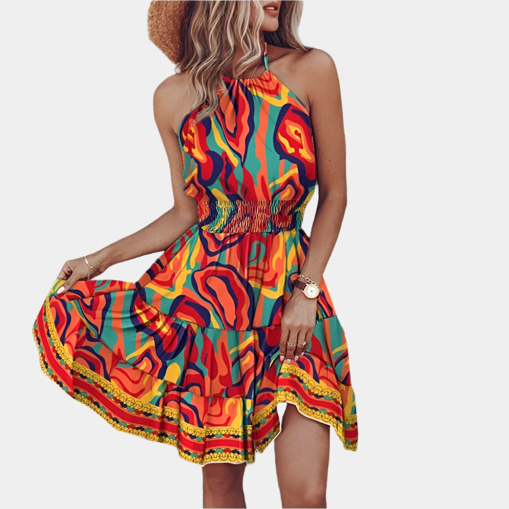 Solea - Robe d’été dos-nu bohème légère et tendance Orange