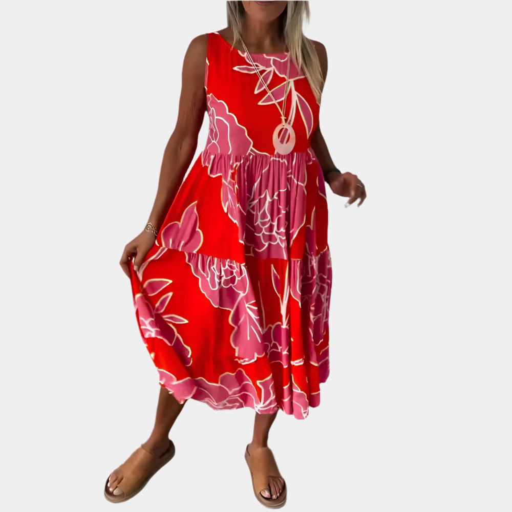 Abriella - Robe élégante et sans manches pour femmes Rouge