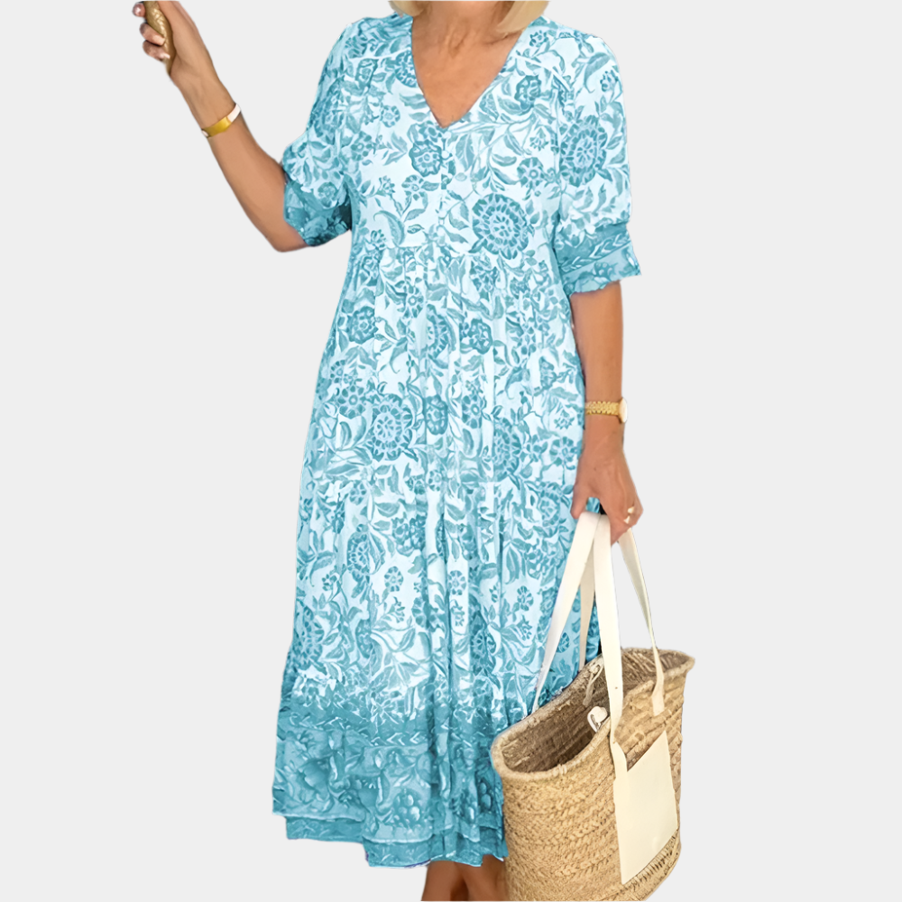Tonisha - Robe florale élégante pour femme Bleu Clair
