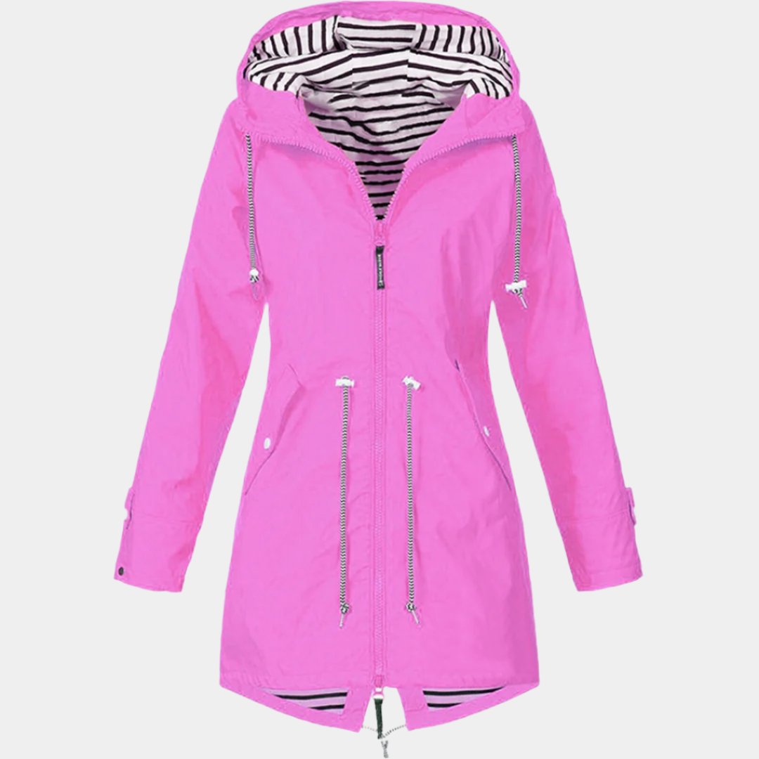 Étoile - Trench Long Imperméable et Élégant pour Femme Rose