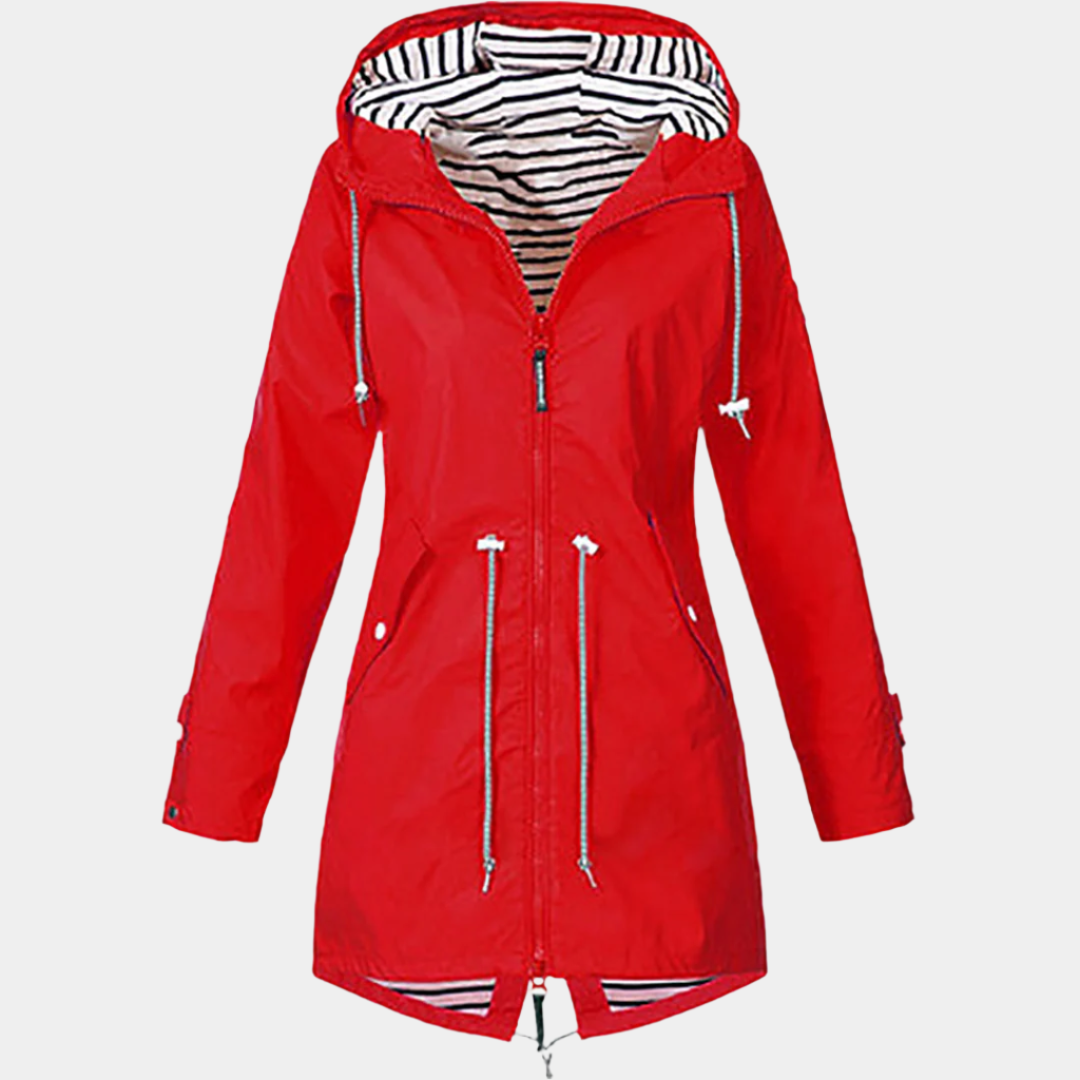 Étoile - Trench Long Imperméable et Élégant pour Femme Rouge