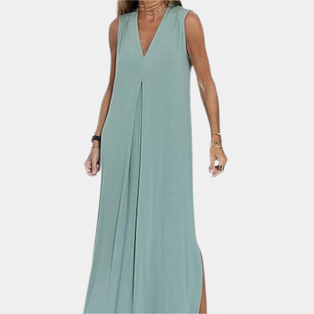 Celina - Robe élégante à col en V pour femmes Vert