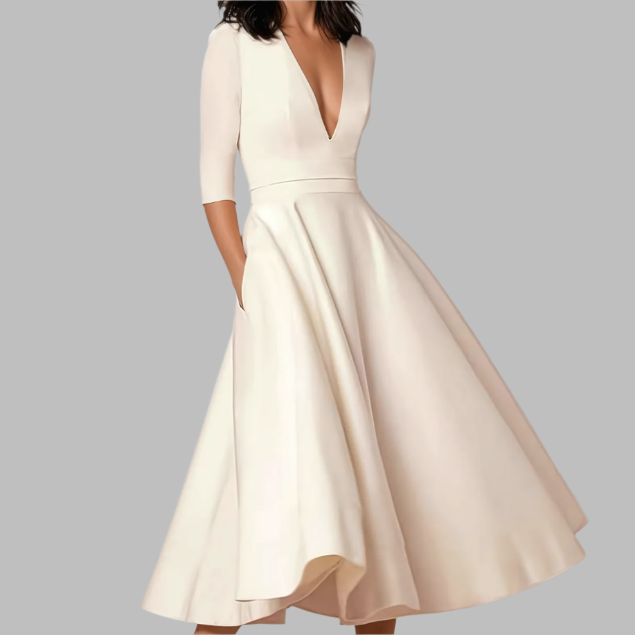 Chérie - Robe Trapèze Évasée Chic Rétro Blanc