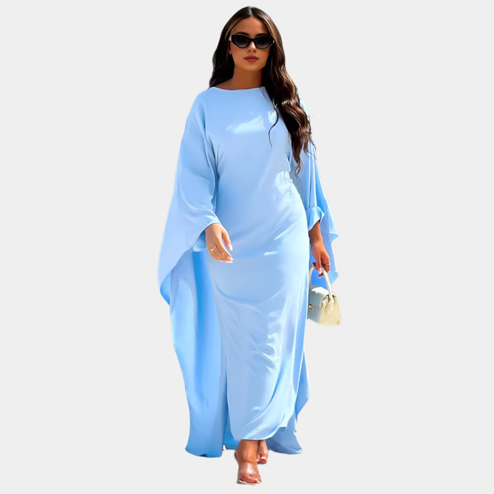 Corine - Robe élégante avec cape pour femmes Bleu Clair