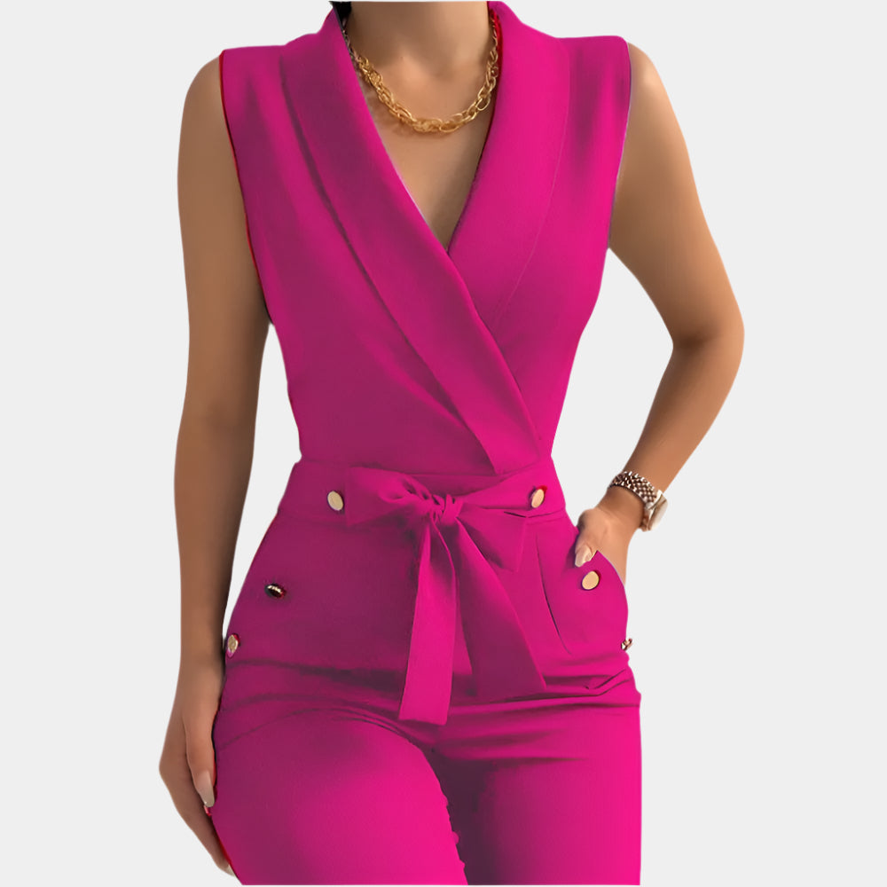 Aurelia - Combinaison longue élégante avec ceinture pour femme Rose