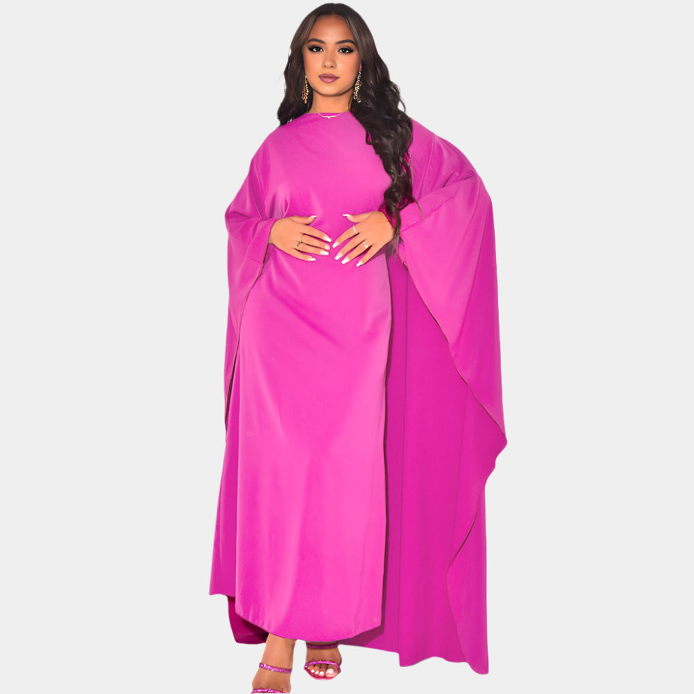 Corine - Robe élégante avec cape pour femmes Rose