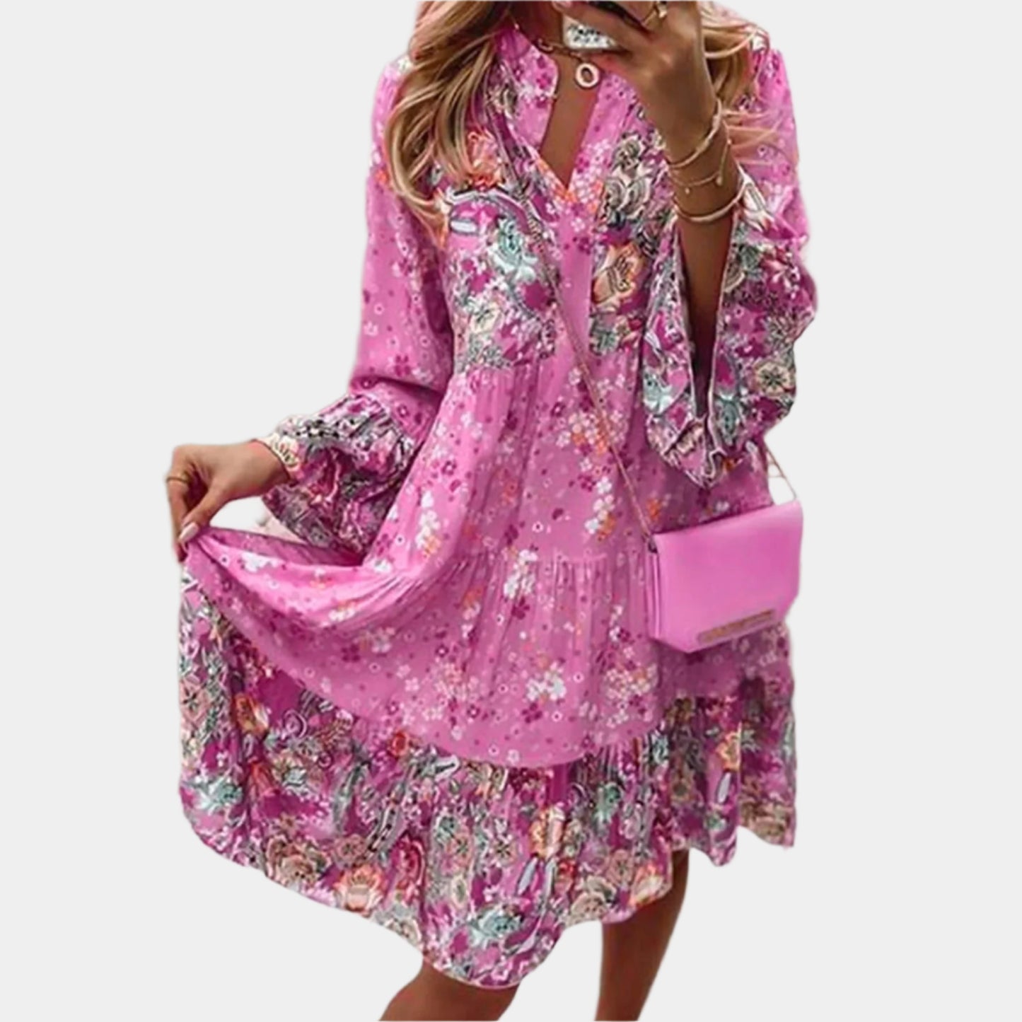 Maëva – Robe d'été légère et colorée pour femmes Rose