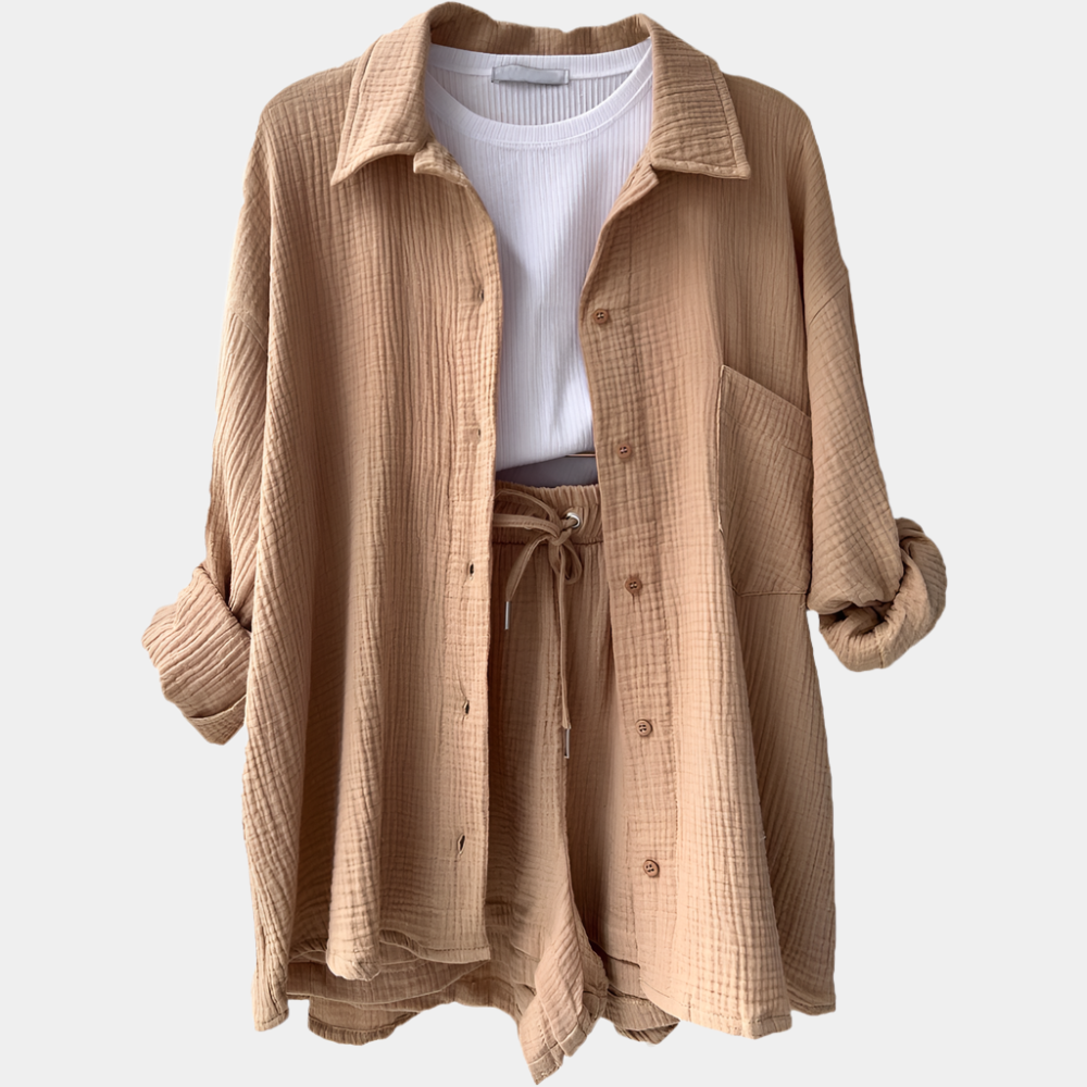 Cindy - Ensemble confortable de vêtements d'intérieur pour femmes Brun