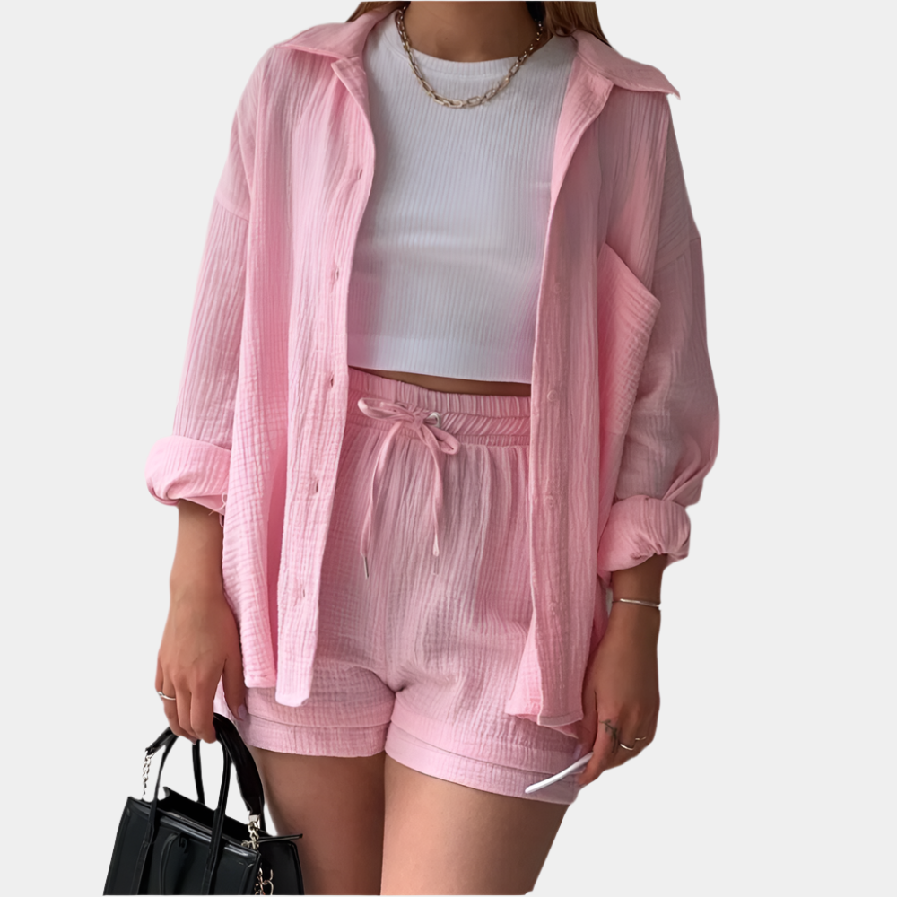 Cindy - Ensemble confortable de vêtements d'intérieur pour femmes Rose Clair
