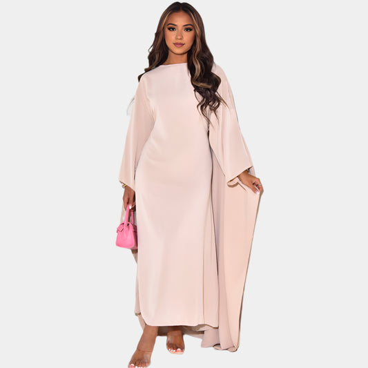 Corine - Robe élégante avec cape pour femmes Beige