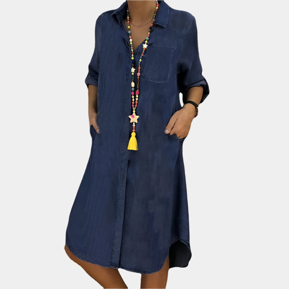 Kylie - Robe élégante et confortable pour femmes Bleu Foncé