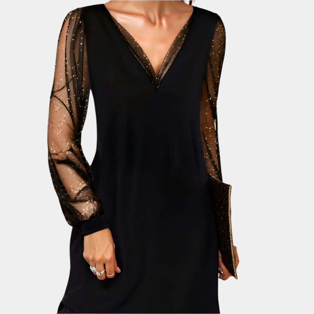 Élise – Robe de soirée élégante avec manches transparentes