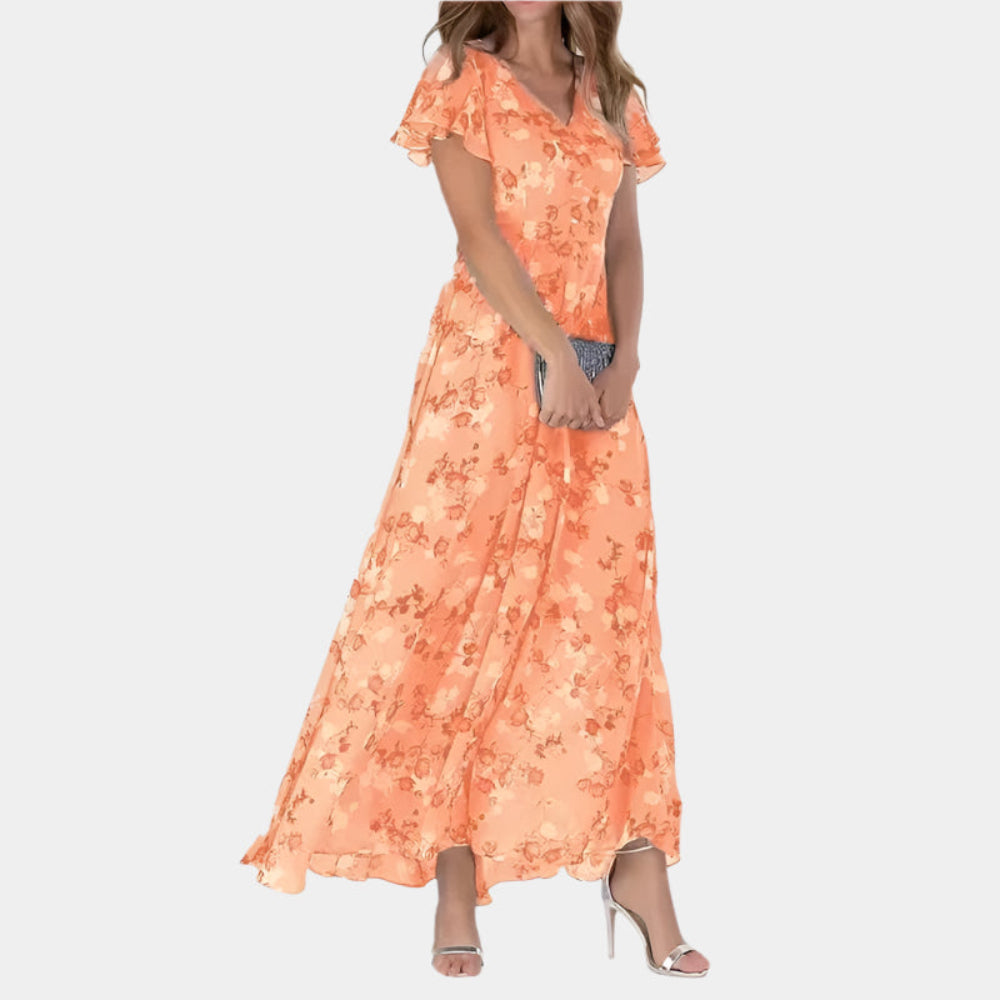Livia - Robe longue élégante et confortable pour femmes Orange