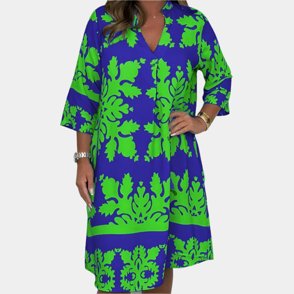 Aveline - Robe élégante et fluide pour femme Bleu-Vert