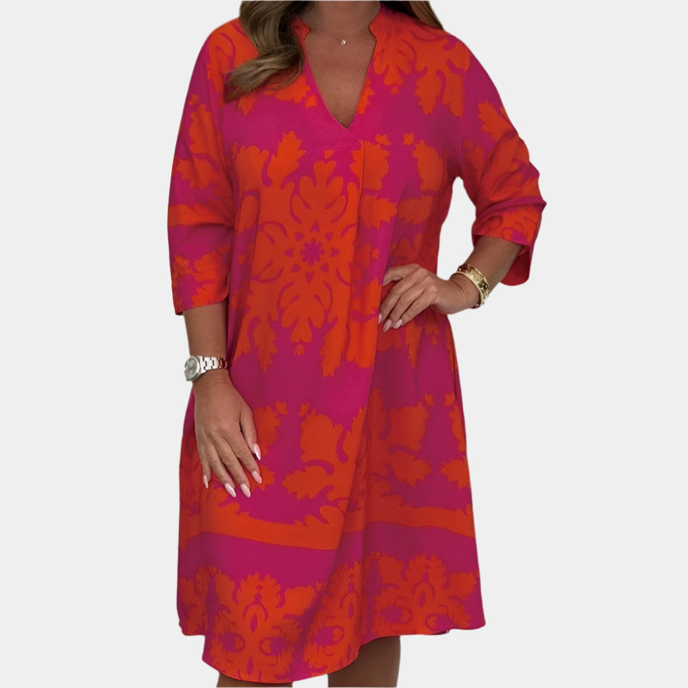 Aveline - Robe élégante et fluide pour femme Rouge