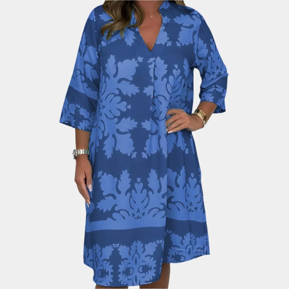 Aveline - Robe élégante et fluide pour femme Bleu