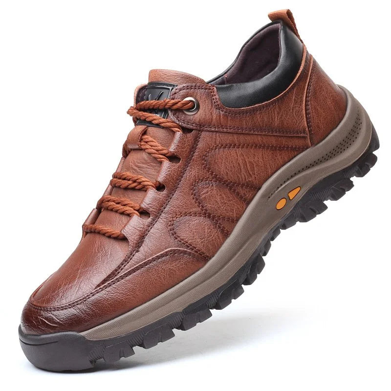 Eden - Chaussures orthopédiques en cuir confortables pour homme Marron