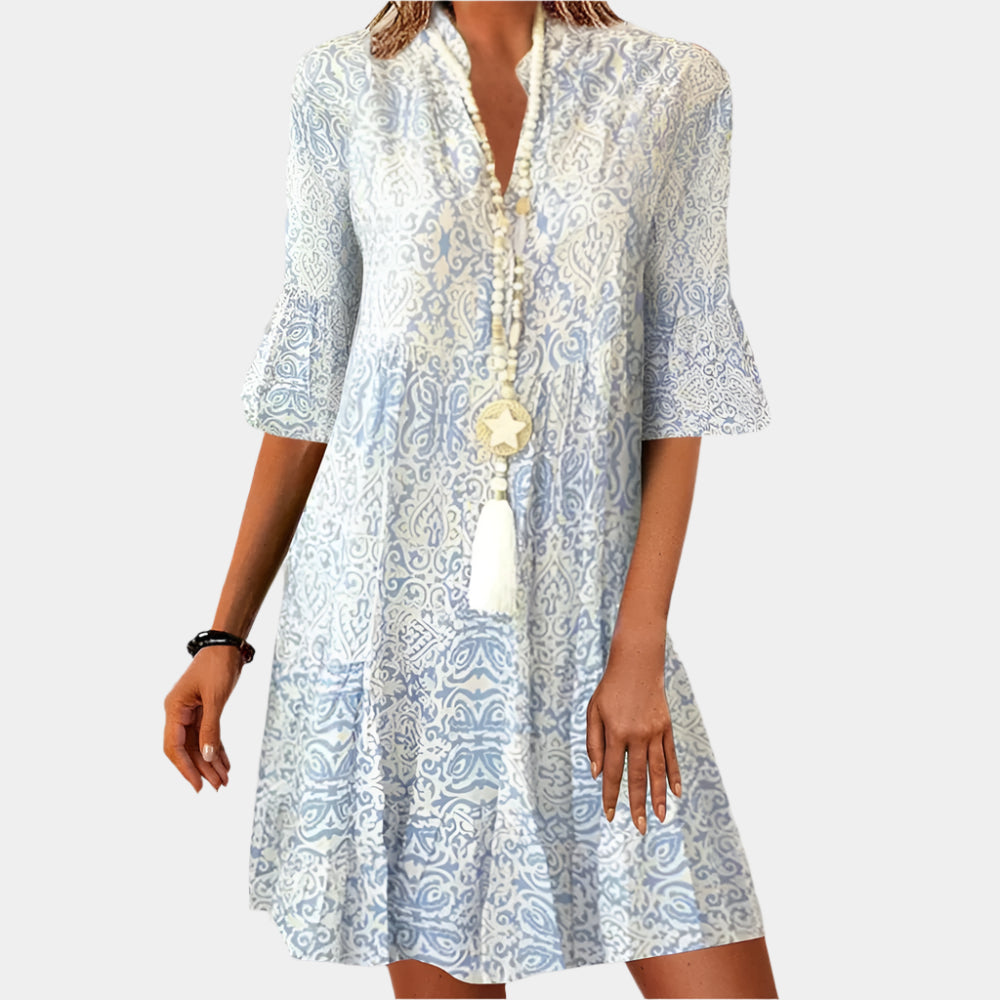 Bernadette - Robe imprimée moderne et élégante pour femmes Bleu