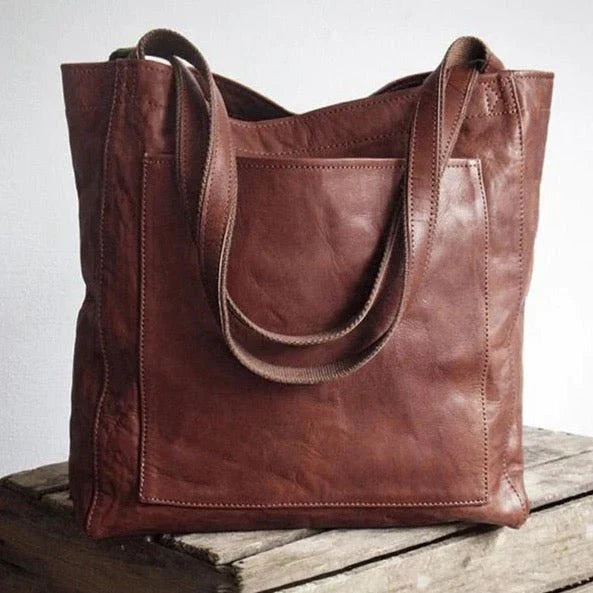 Léa - Sac à Bandoulière Élégant en Cuir Végan, Tendance et Polyvalent Café