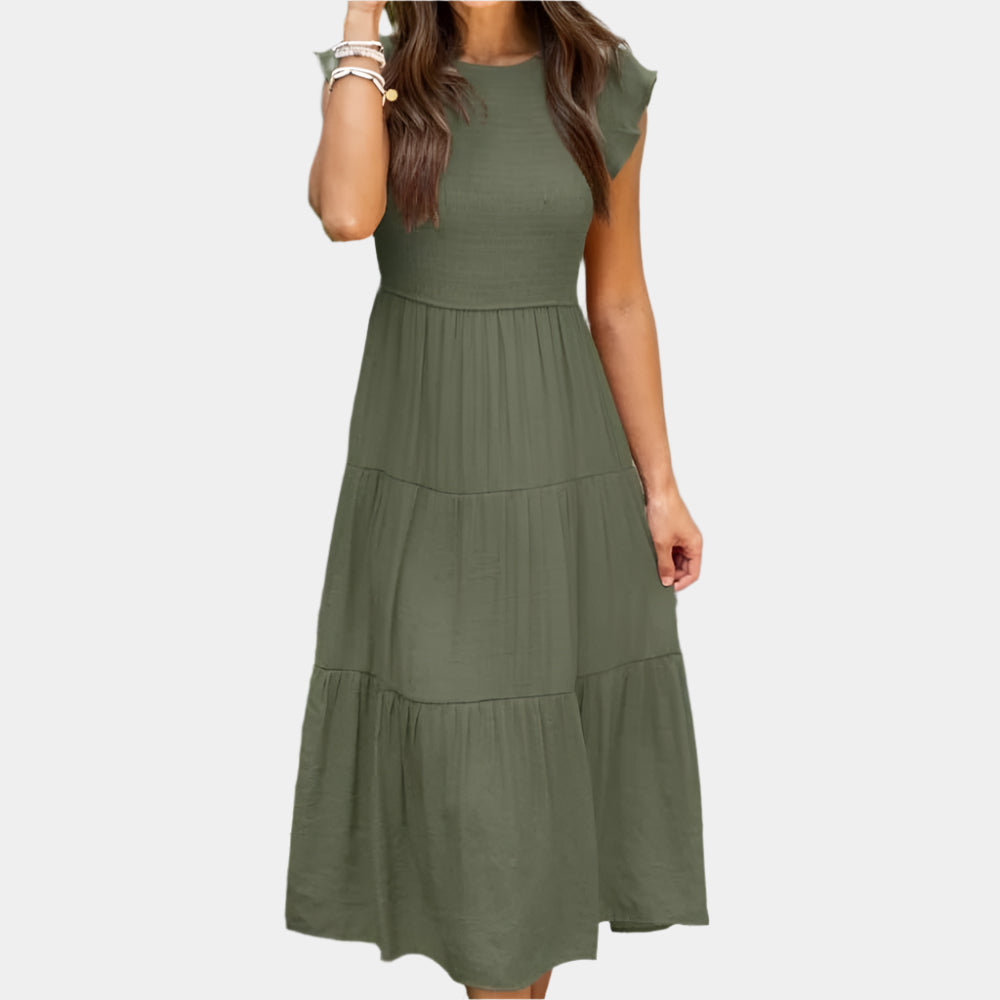 Liora - Robe fluide et élégante pour femme Vert Armée