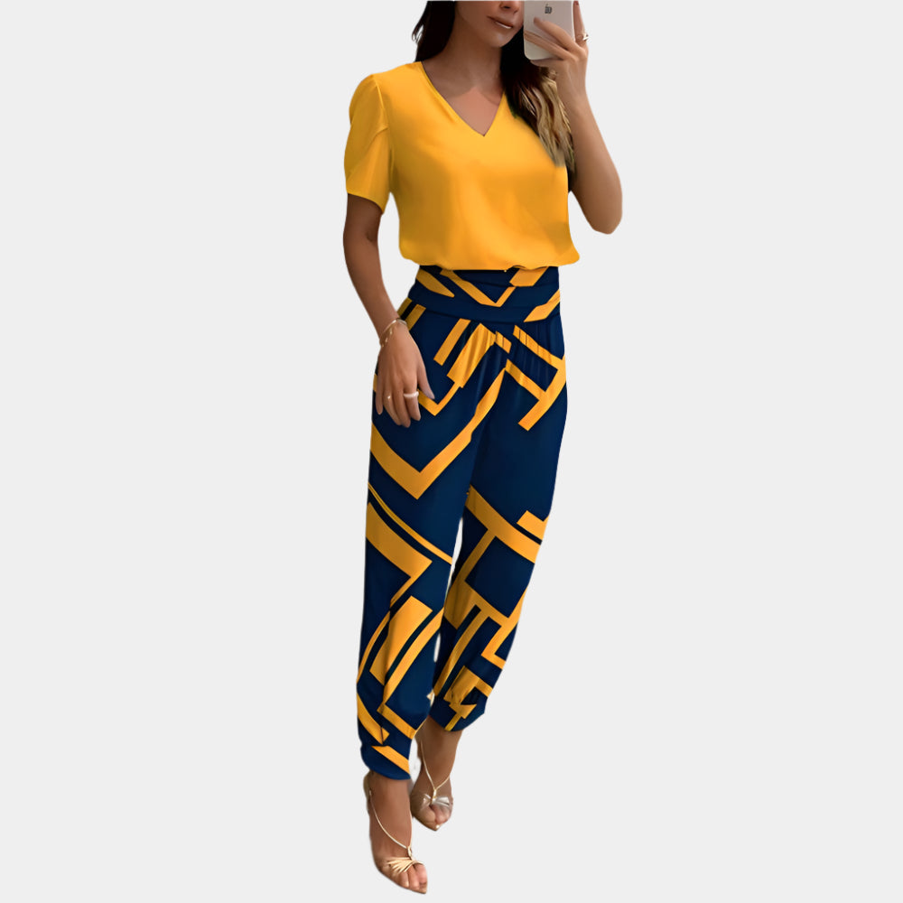 Viola - Ensemble élégant pour femme Jaune Bleu