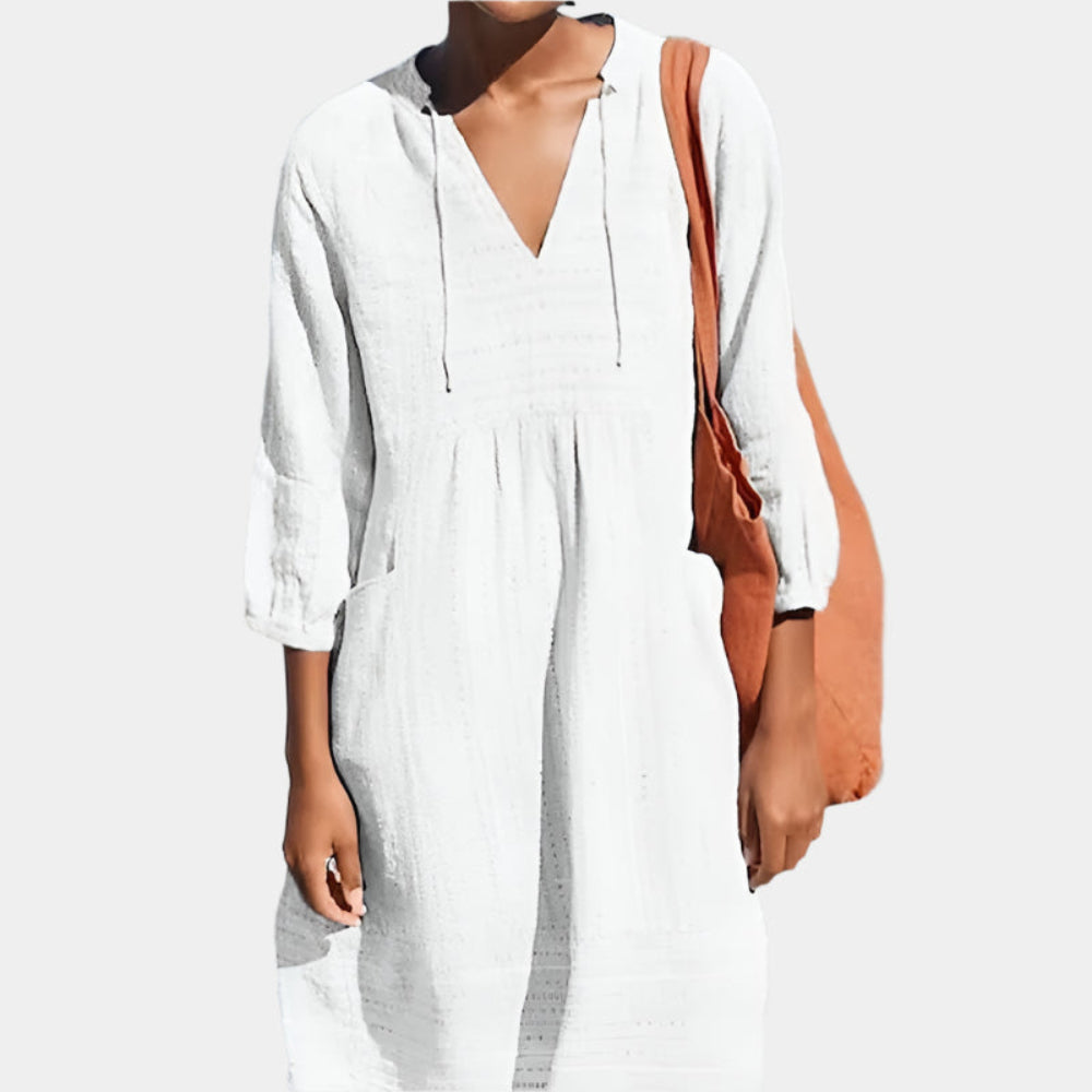 Marina - Robe fluide élégante pour femme Blanc