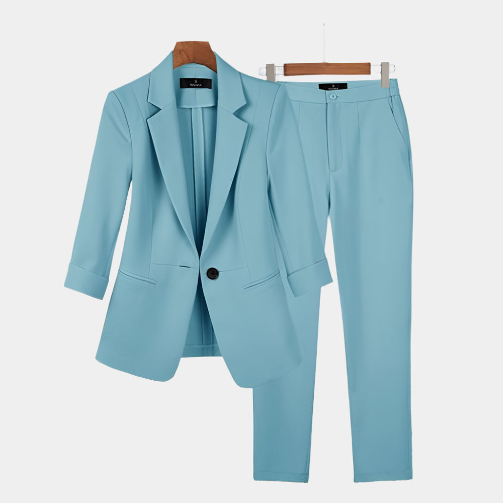 Xena - Élégant ensemble blazer et pantalon pour femmes Bleu