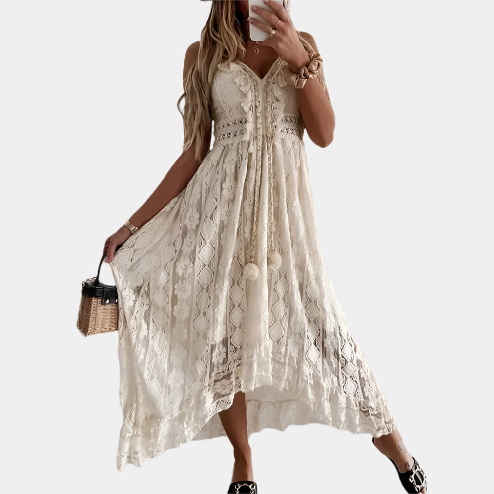 Charlotte - Robe bohème élégante pour femme Kaki