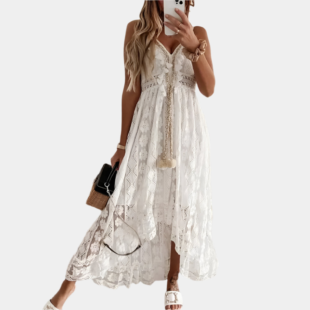 Charlotte - Robe bohème élégante pour femme Blanc