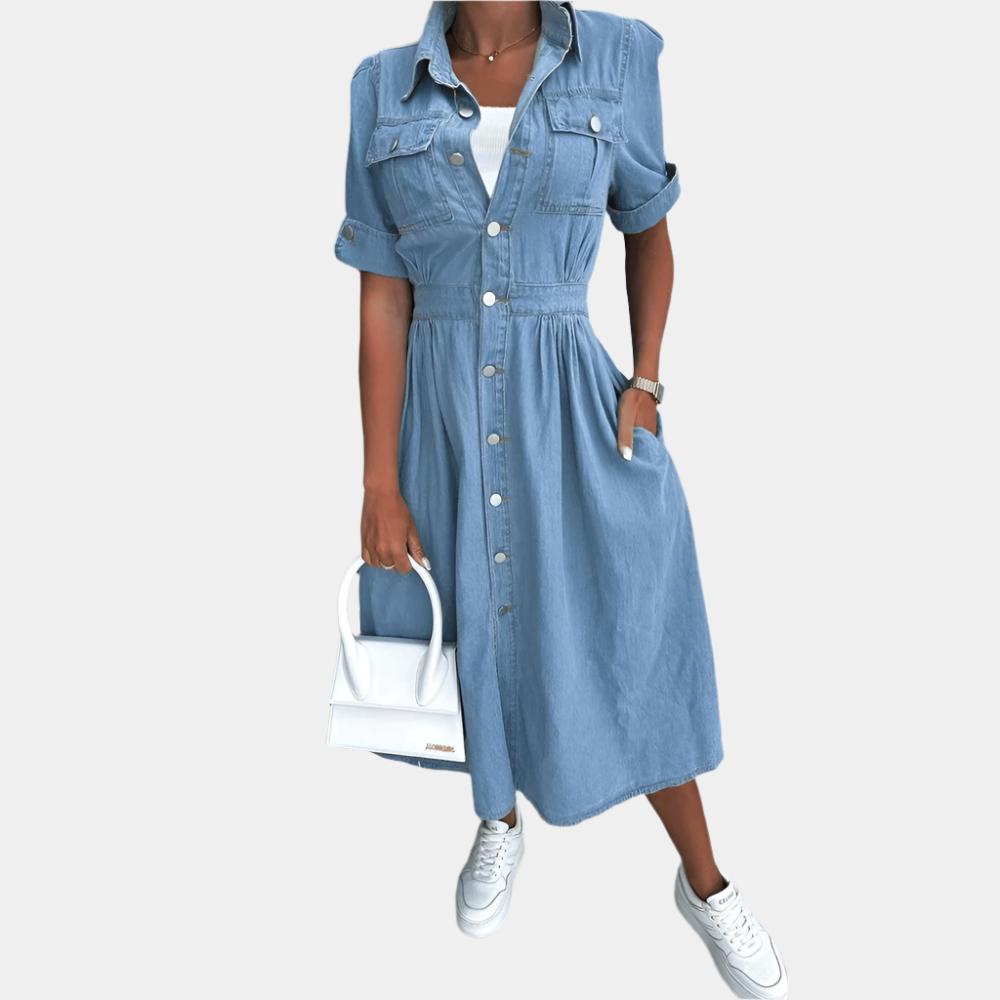 Hailey - Robe en denim élégante pour femme Bleu