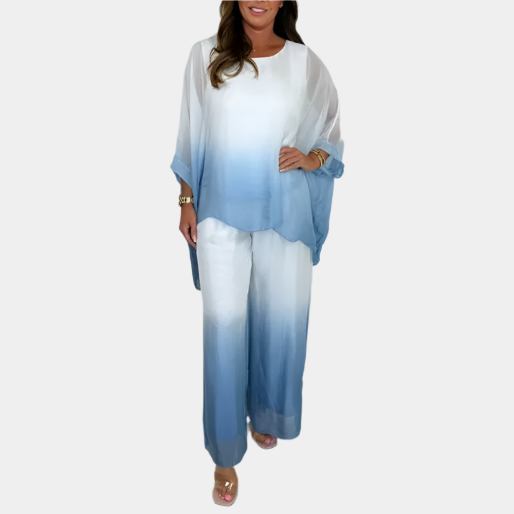 Lyla - Ensemble Top et Pantalon Flowy pour Femme Bleu