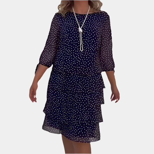 Kiera - Robe à pois élégante pour femme Bleu Marine