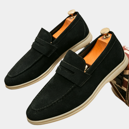 Jonas - Chaussures élégantes en daim pour hommes Noir