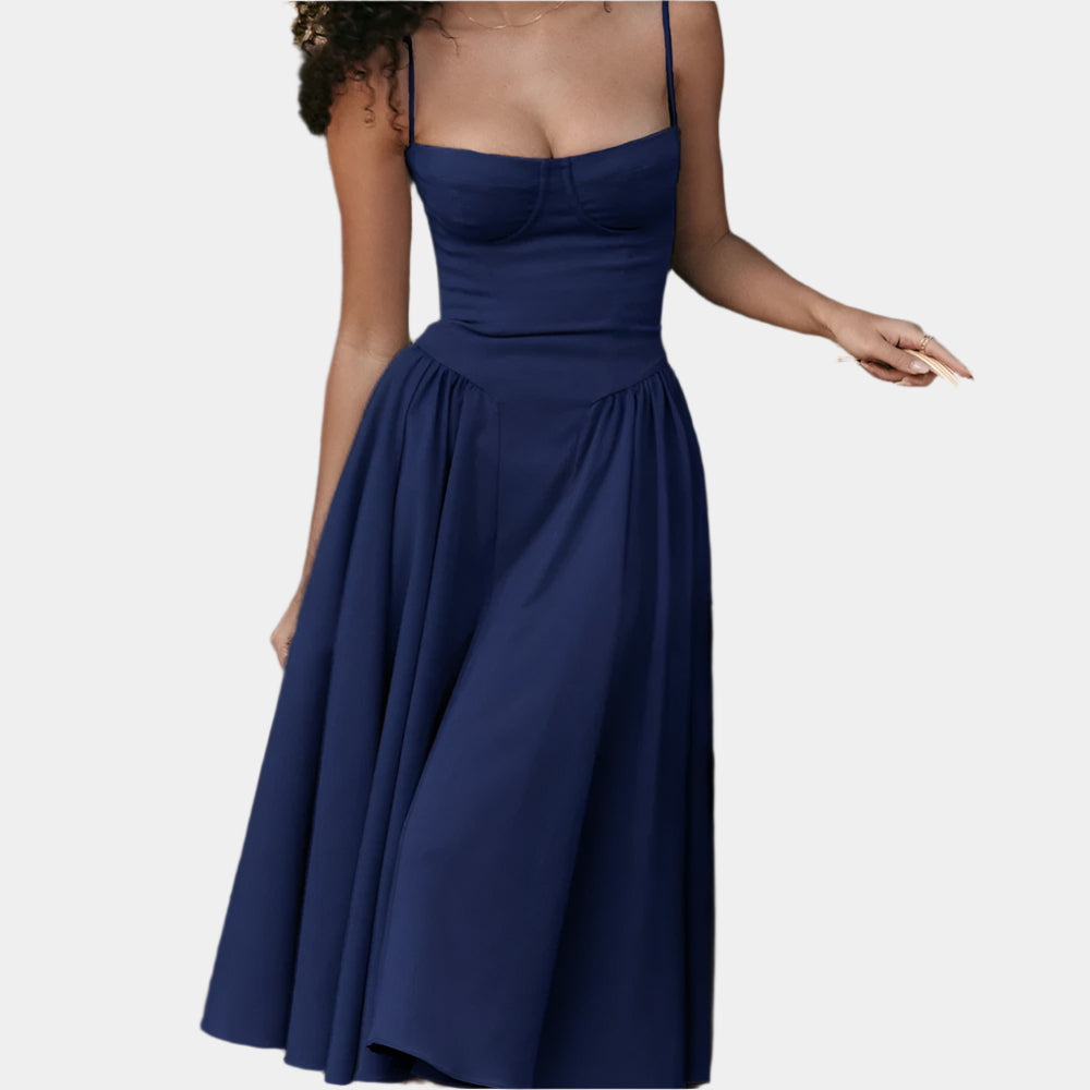 Deyah - Robe corsetée élégante pour femme Marine Bleu