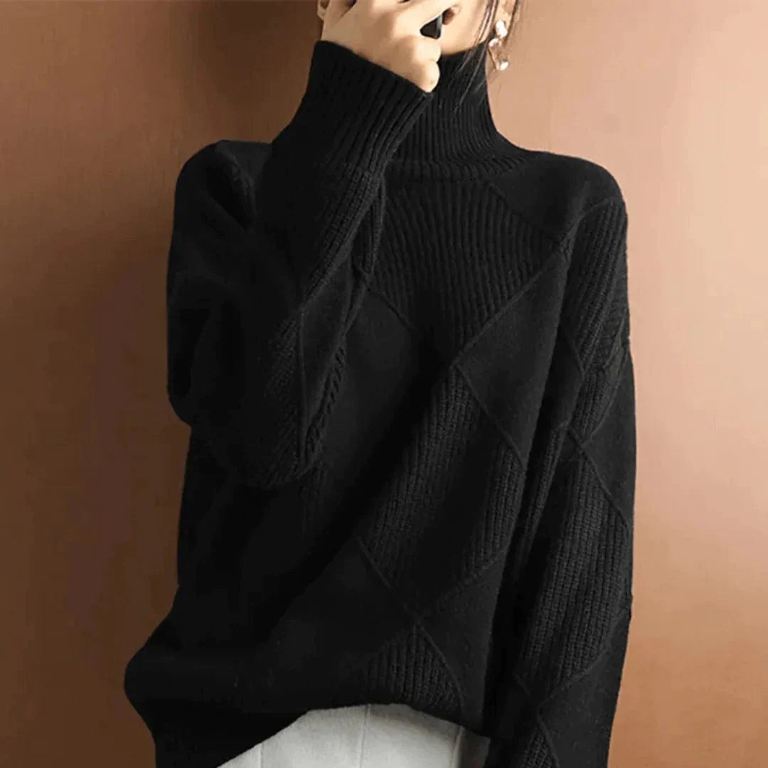 Camille - Pull ultra-doux à col roulé chic et confortable Noir
