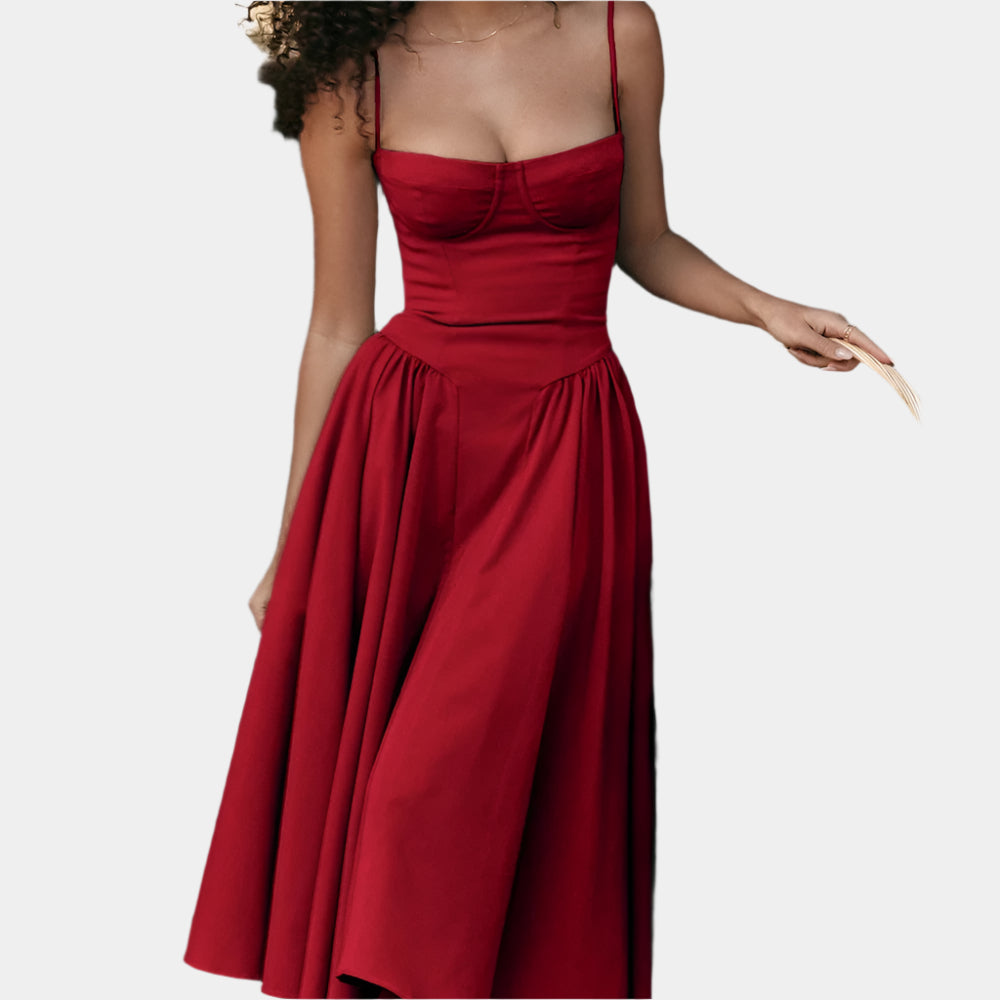 Deyah - Robe corsetée élégante pour femme Rouge