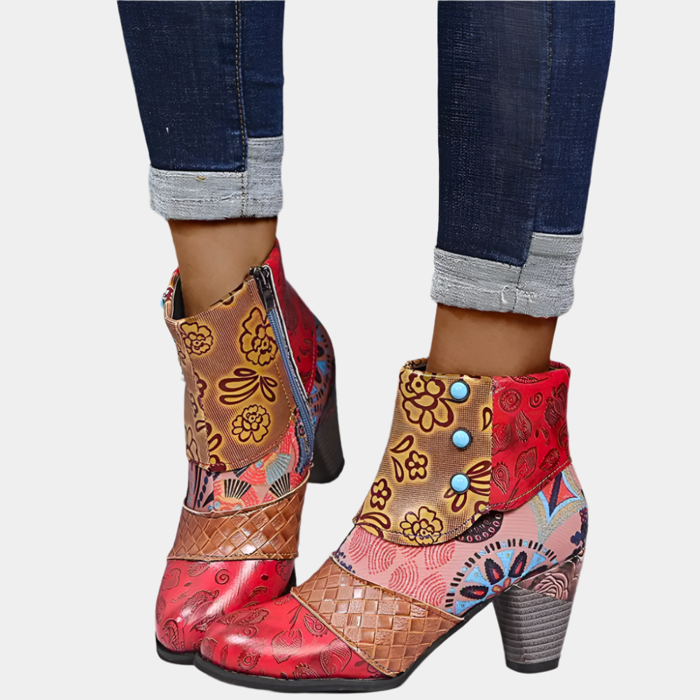 Kimberly - Bottes vintage imperméables pour femmes Rouge