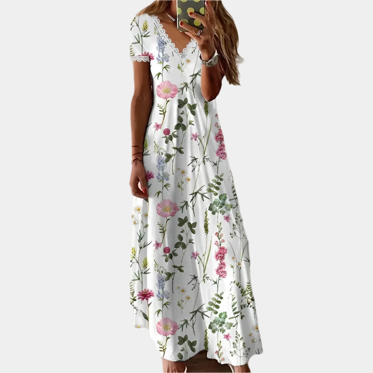 Violet - Robe florale élégante et stylée pour femmes Blanc