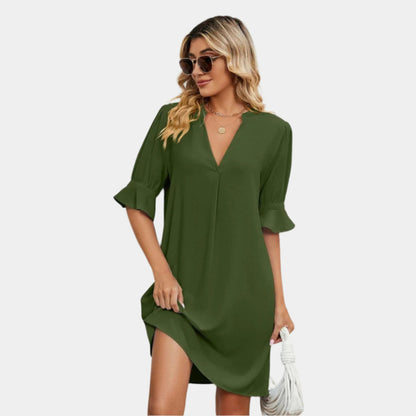 Alyssa - Robe élégante à col en V pour femmes Vert