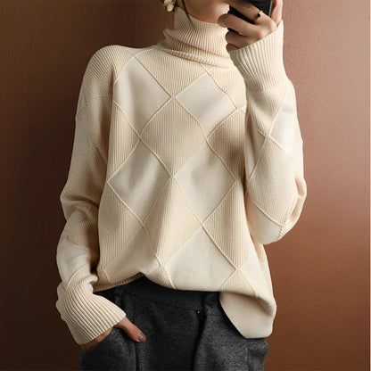 Camille - Pull ultra-doux à col roulé chic et confortable Ivoire