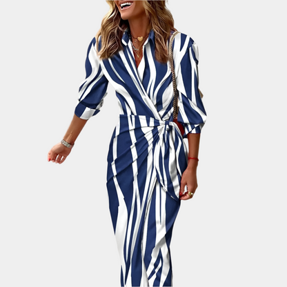 Flora - Robe élégante et confortable pour femmes Bleu Blanc