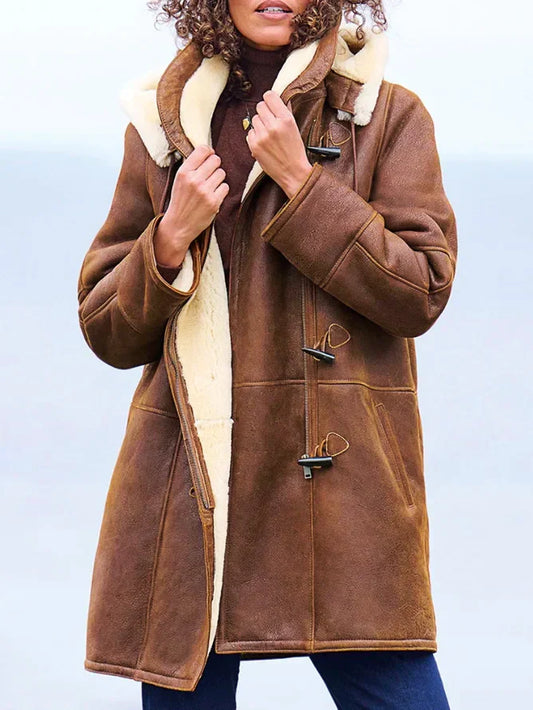 Luna – Manteau d'Hiver Long avec Capuche Ultra-Chaud pour Femme Marron