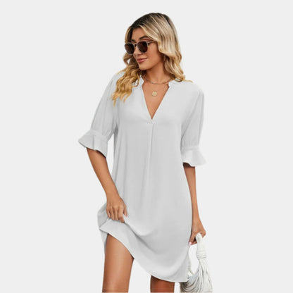 Alyssa - Robe élégante à col en V pour femmes Blanc