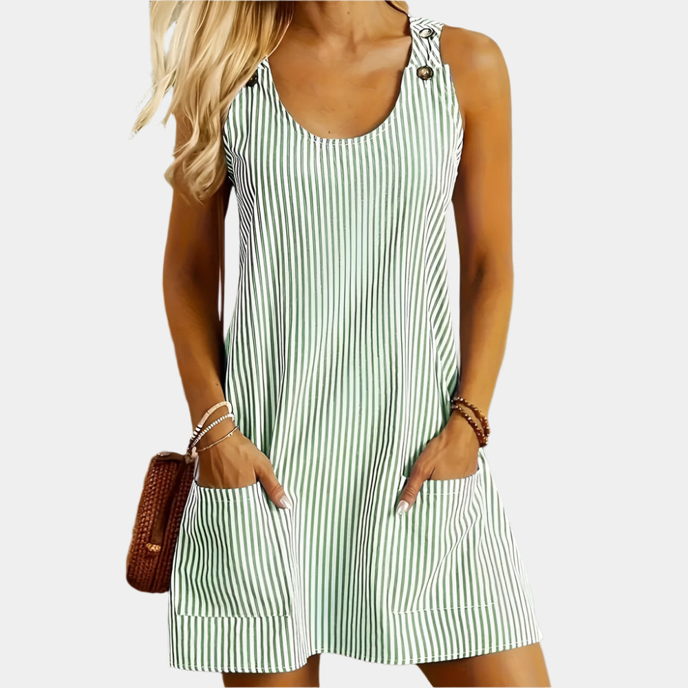Dovelyn - Élégante robe à rayures pour femmes Vert