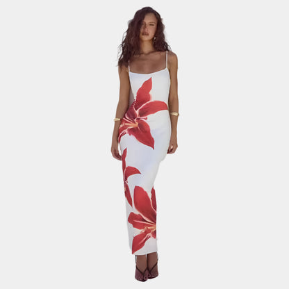 Amalia - Robe élégante et confortable pour femmes Blanc Rouge
