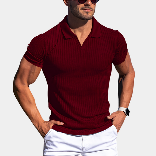 Zachary - Polo élégant avec col pour homme Rouge