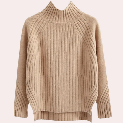 Élégance - Pull à col roulé en maille pour femmes Abricot