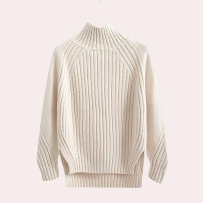 Élégance - Pull à col roulé en maille pour femmes Blanc