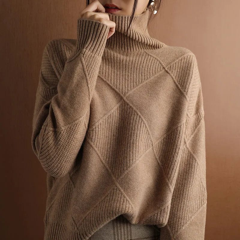 Camille - Pull ultra-doux à col roulé chic et confortable Marron